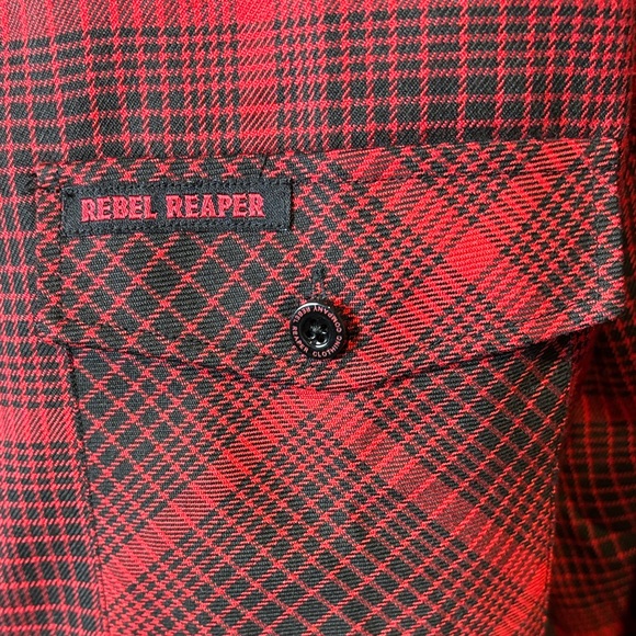 Rebel Reaper Salem Button-Down Red & Black Flannel Shirt Men XL Limited Release - Picture 4 of 6